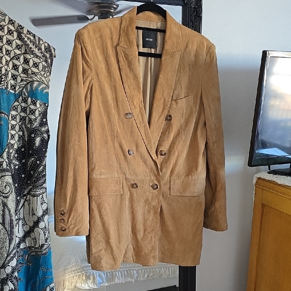 LTH JKT Suede Tan Double-Breasted Women's Blazer